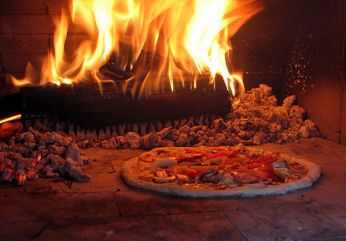 Wood Fired Oven and Baking Pizza